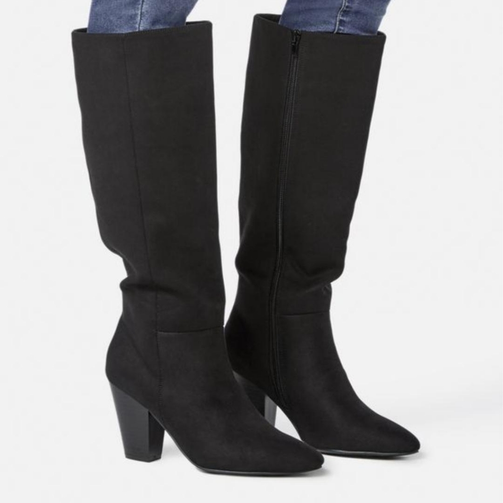 Black Suede Tall Heeled Boots